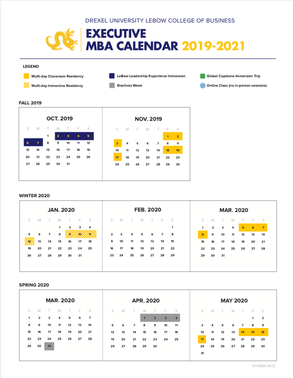 Drexel Academic Calendar 2022 Executive Mba (Emba) Calendar & Schedule | Executive Mba ​Program (Emba)