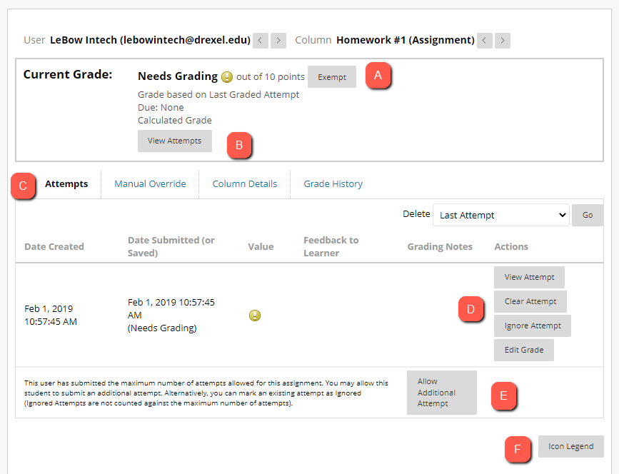 Grade Details Page