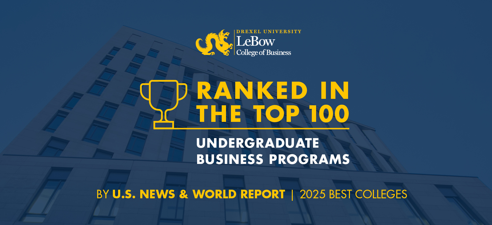 LeBow's undergraduate programs were ranked in the top 100 nationally in U.S. News & World Report's 2025 Best Colleges