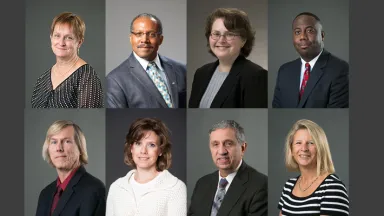 a composite of faculty headshots