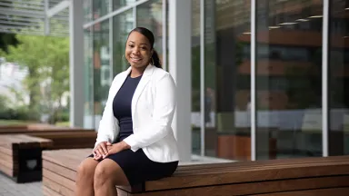 Cayla-Simone poses for a photo outside of LeBow