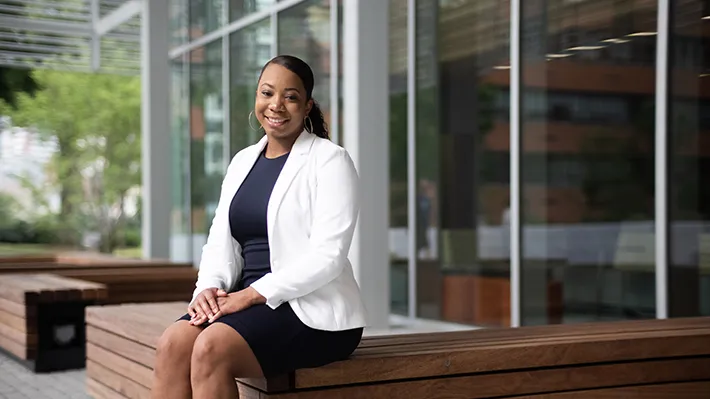 Cayla-Simone poses for a photo outside of LeBow