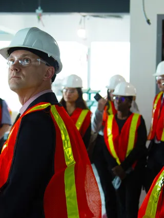 Drexel LeBow Real Estate Management and Development students visit a building site in NYC