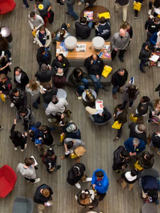 overhead view of the atrium inside of GHall